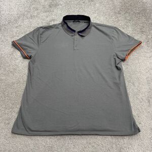 Elie Tahari Cotton Tipped Polo Shirt Mens XXL Gray Short Sleeve Casual Preppy